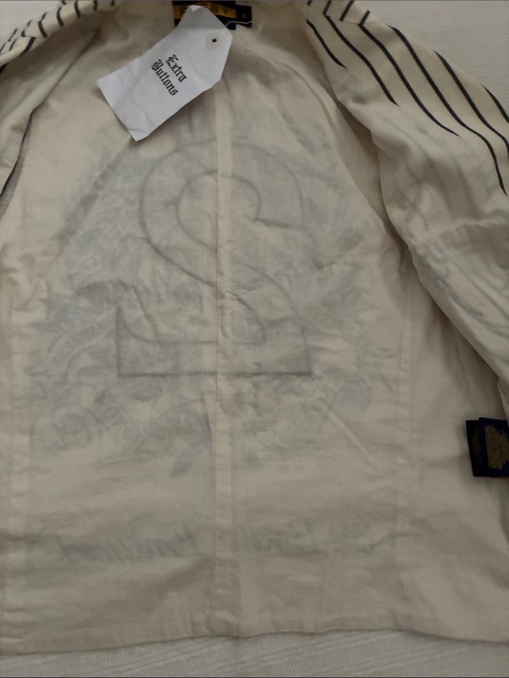 Ralph Lauren Rugby Cream Shirt with Navy Stripes Vintage Vest NWT 2004 - Picture 4 of 4